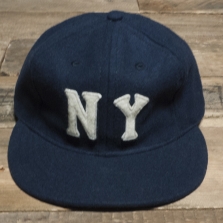 EBBETS FIELD FLANNELS Ny Black Yankees 1936 6 Panel Strap Back Cap Navy