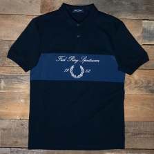Fred Perry M8546 Archive Branding Polo Shirt 608 Navy
