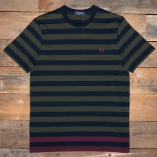 Fred Perry M9676 Bold Stripe Pique T Shirt 408 Hunting Green