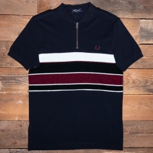 Fred Perry M2537 Towelling Zip Neck Polo Shirt 608 Navy
