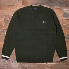 Fred Perry K9535 Tipped Crew Neck Jumper 408 Hunting Green