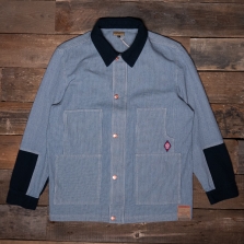 DUBBLEWARE Duck Canvas Work Jacket Navy Hickory Stripe