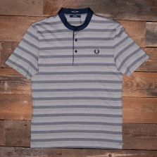 Fred Perry M8801 Striped Henley Shirt E97 Deep Carbon
