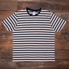 NUDIE 131799 Uno Breton Stripe T Shirt Off White Navy