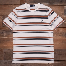 Fred Perry M4615 Fine Stripe T Shirt 560 Ecru