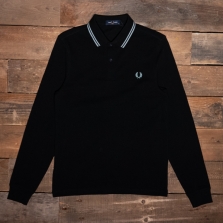 Fred Perry M3636 Long Sleeve Twin Tipped Shirt Q46 Black Silver Blue