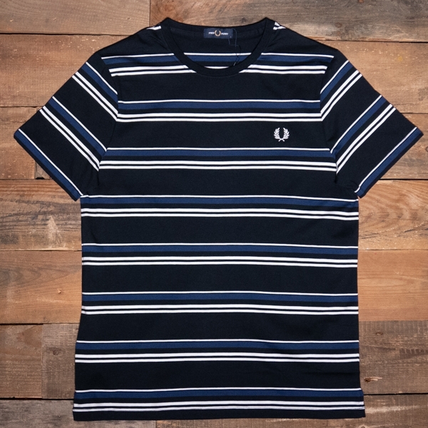Fred Perry M4615 Fine Stripe T Shirt 608 Navy The R Store