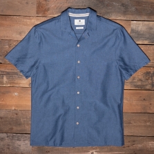 ANERKJENDT Akleon Short Sleeve Cotton Linen  Shirt Dark Navy