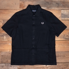 Fred Perry M5683 Linen Pique Panel Shirt 102 Black