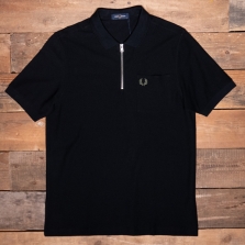 Fred Perry M6583 Textured Zip Neck Polo 102 Black