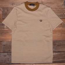 Fred Perry M6581 Fine Stripe Heavy Weight Tee T12 Oatmeal Caramel