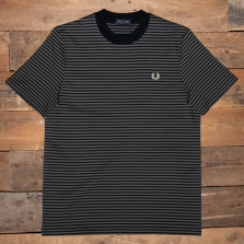 Fred Perry M6581 Fine Stripe Heavy Weight Tee T02 Black Field Green