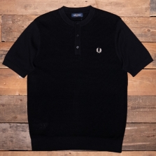 Fred Perry K6509 Waffle Stitch Henley Shirt 102 Black