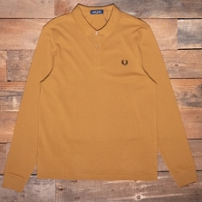 Fred Perry M6006 Long Sleeve Fred Perry Shirt T59 Dark Caramel Black