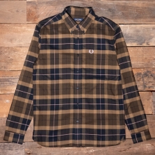 Fred Perry M6643 Brushed Tartan Shirt Q21 Burnt Tobacco