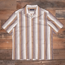 Fred Perry M7761 Ombre Stripe Revere Collar Shirt 644 Dark Caramel