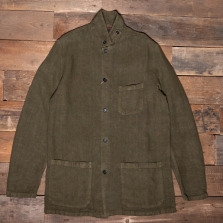 VETRA 2l86 Heavy Linen Throat Tab Jacket Olive