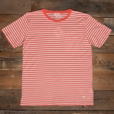 ARMOR LUX 76023 Fine Stripe Pocket T Shirt Nep Coral Natural