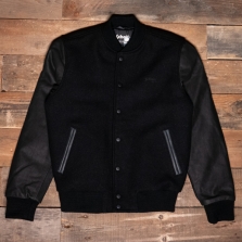 SCHOTT Lcusa Leather Sleeved Varsity Jacket Black